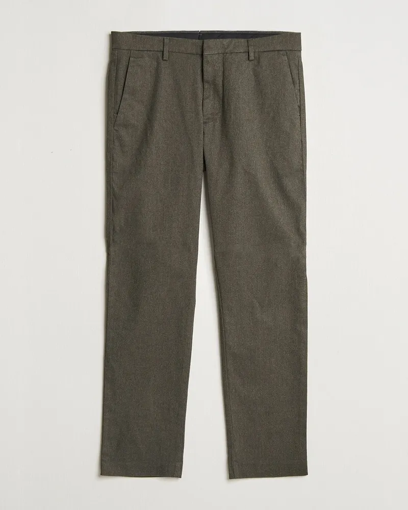 NN 07 Theo Brushed Cotton Trousers Dark Army Grün