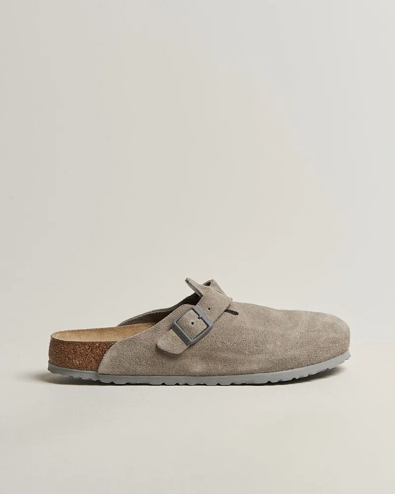 Birkenstock Boston Soft Footbed Stone Coin Suede Grau