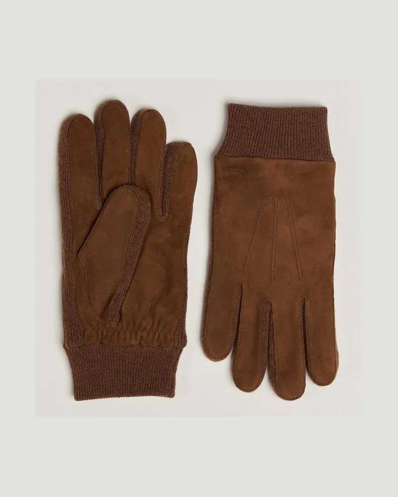 Hestra Geoffery Suede Wool Tricot Glove Whiskey Braun