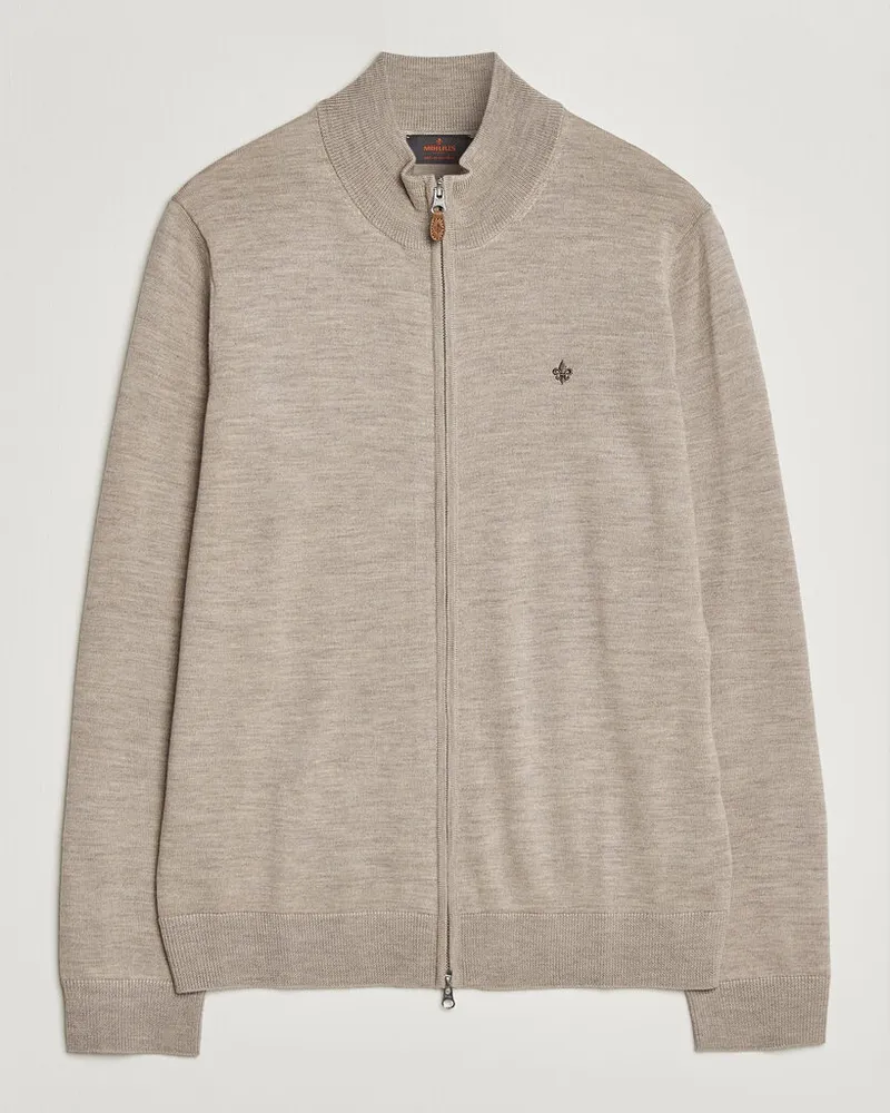 Morris Merino Full Zip Cardigan Khaki Beige