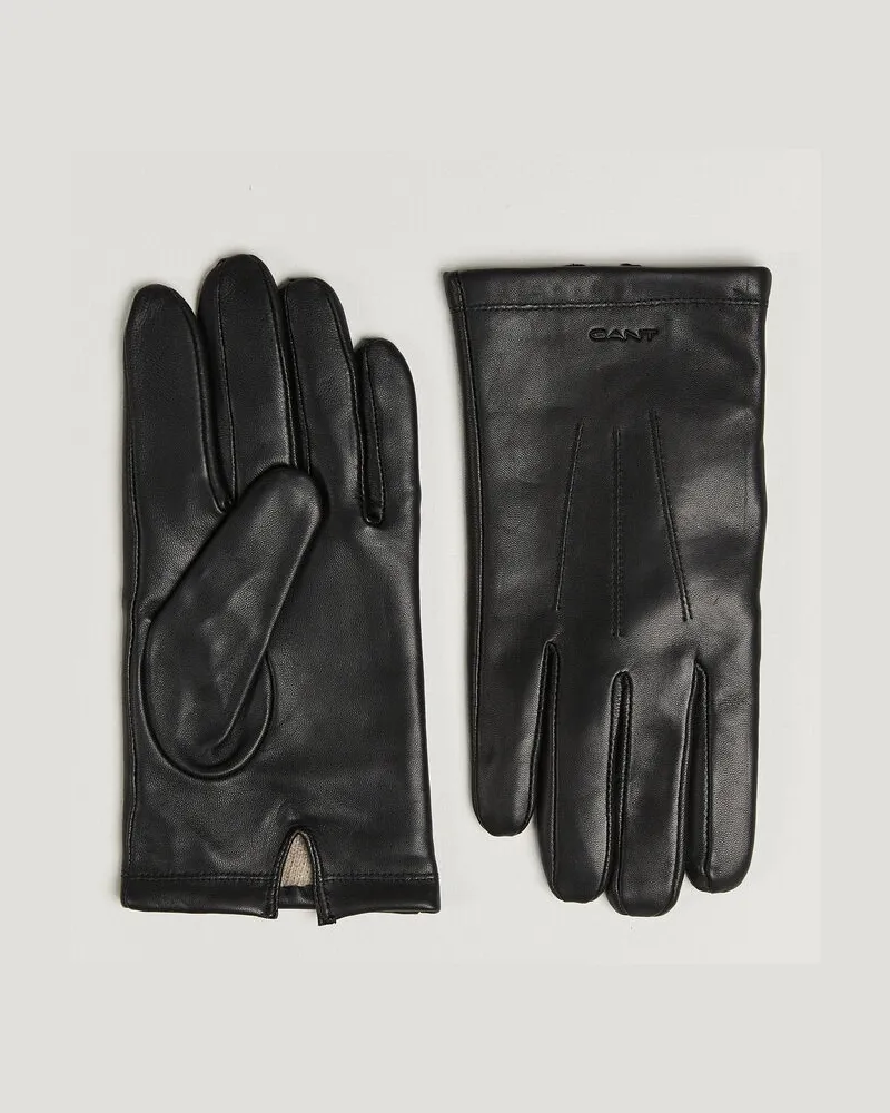 Gant Cashmere Lined Leather Glove Black Schwarz