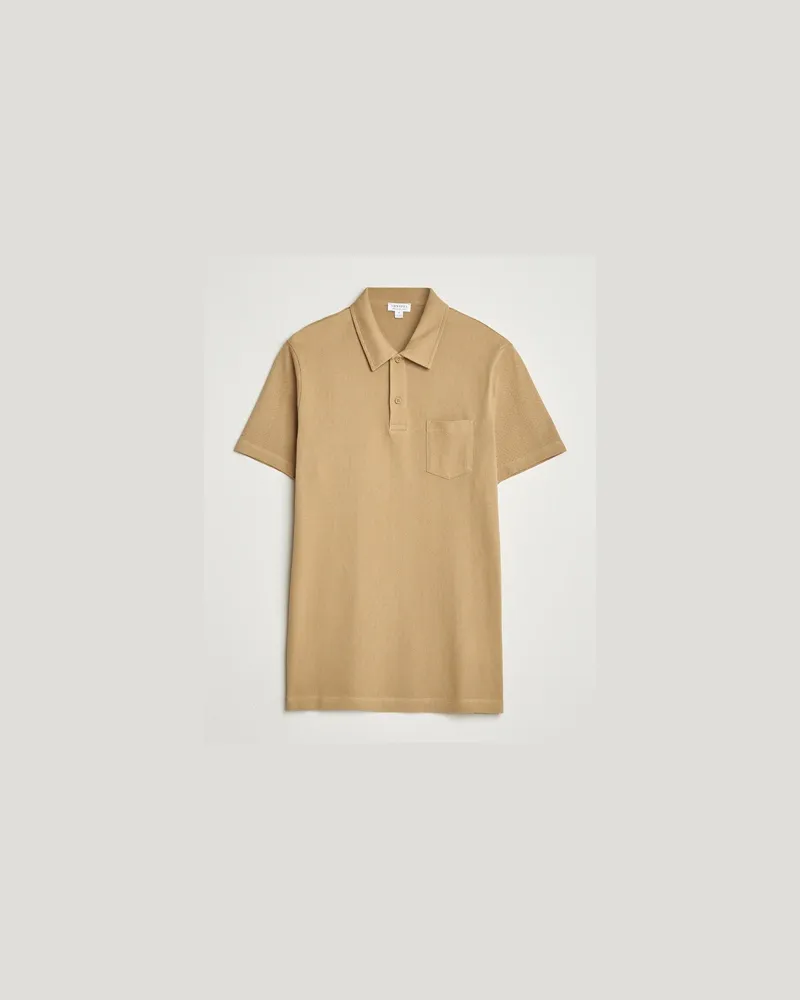Sunspel Riviera Polo Shirt Tan Beige