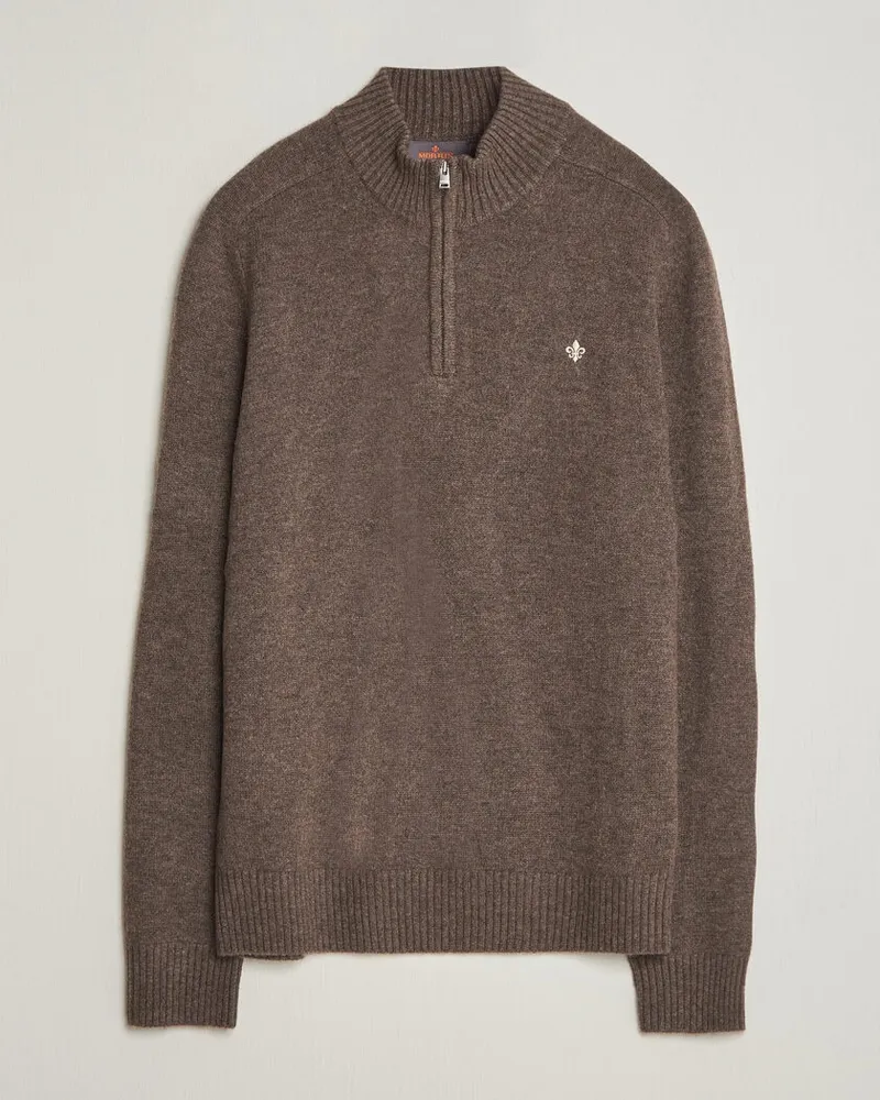 Morris Hertford Lambswool Half Zip Brown Braun