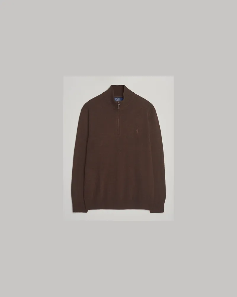 Ralph Lauren Merino Half-Zip Sweater Cacao Brown Heather Braun