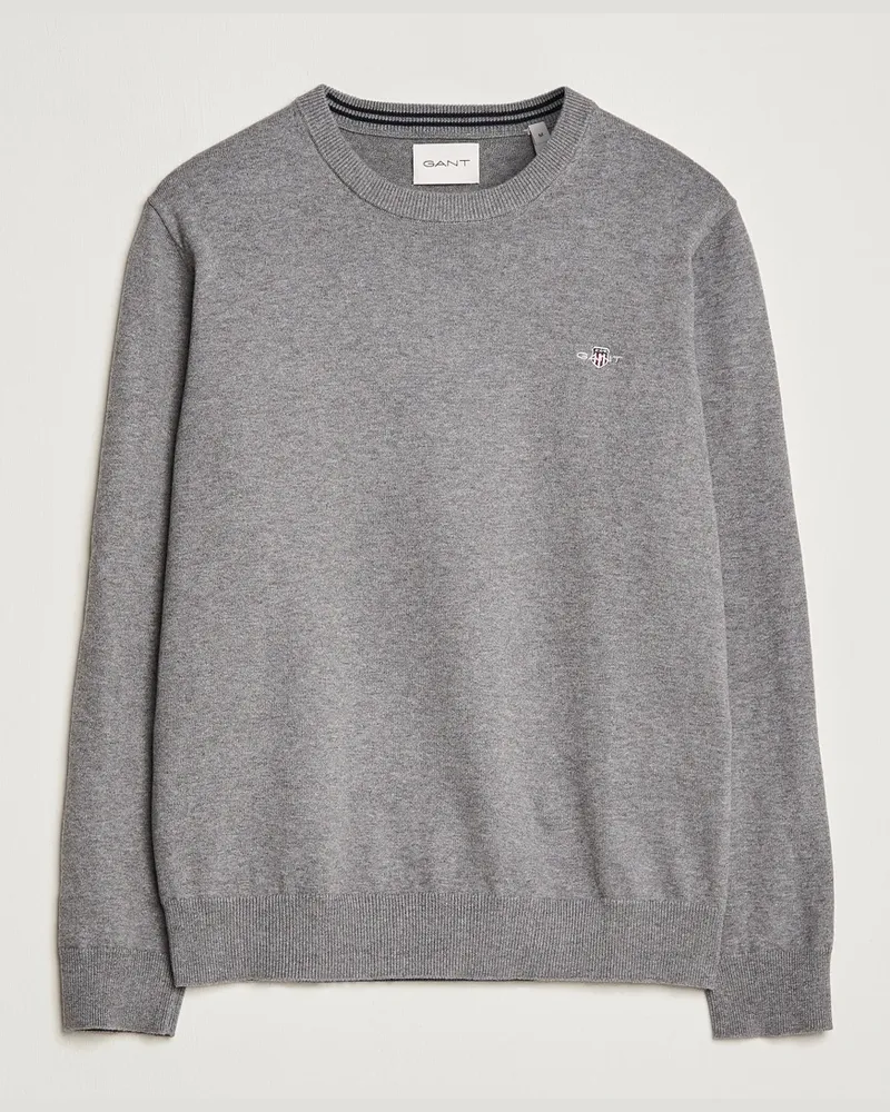 Gant Classic Cotton Crew Neck Dark Grey Melange Grau