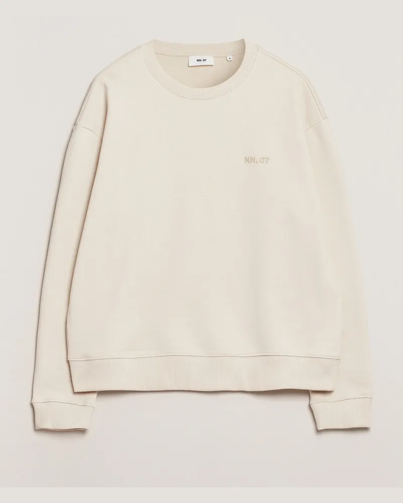 NN 07 David Crew Neck Sweatshirt Ivory Weiß