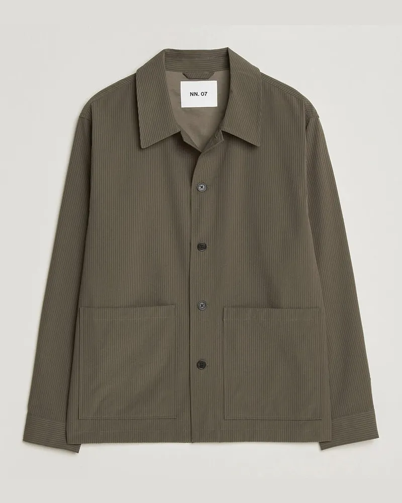 NN 07 Blaze Seersucker Overshirt Mable Husk Grün