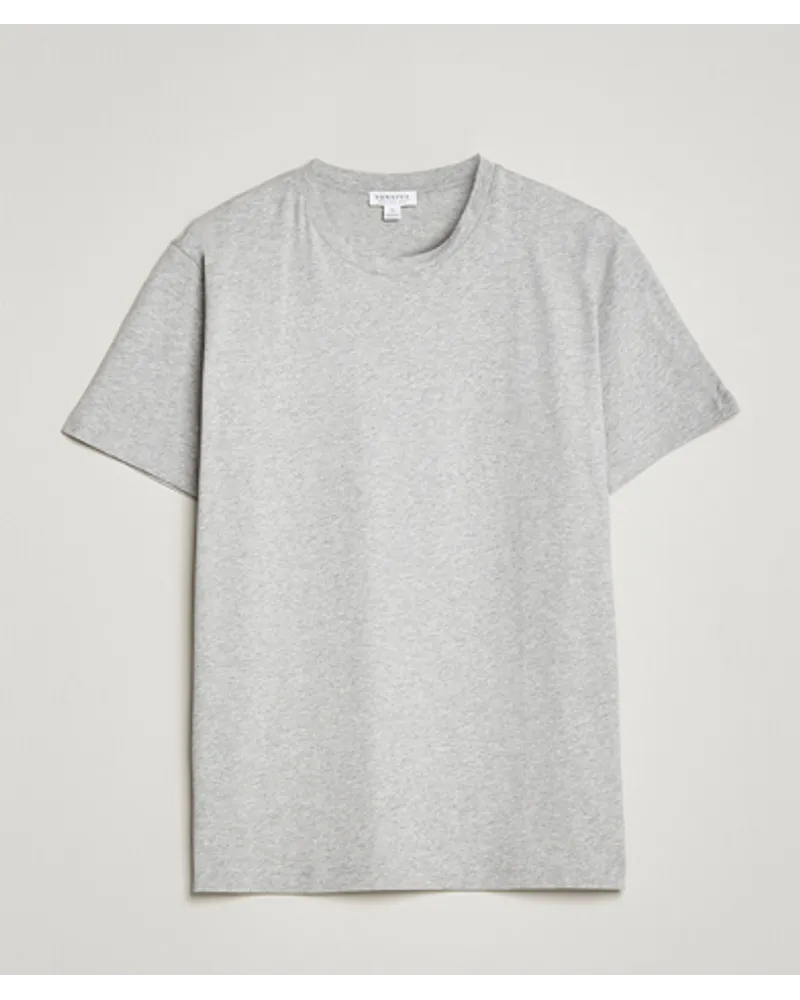 Sunspel Riviera Midweight Tee Grey Melange Grau