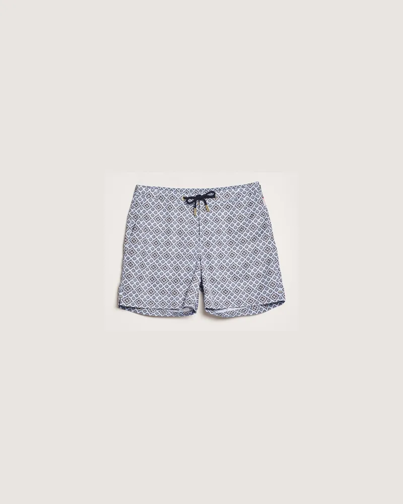 Orlebar Brown Bulldog Drawcord Paisley Swimshorts Wave Blue Blau