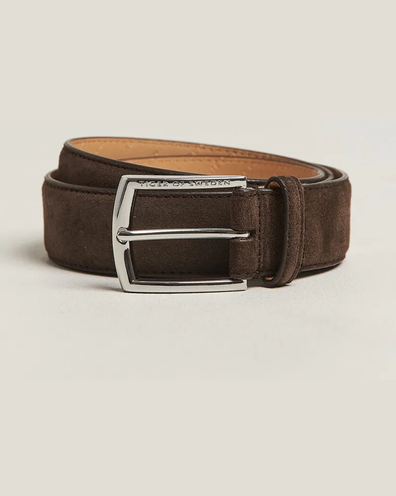 Tiger of Sweden Bergstroms Suede Belt Dark Brown Braun