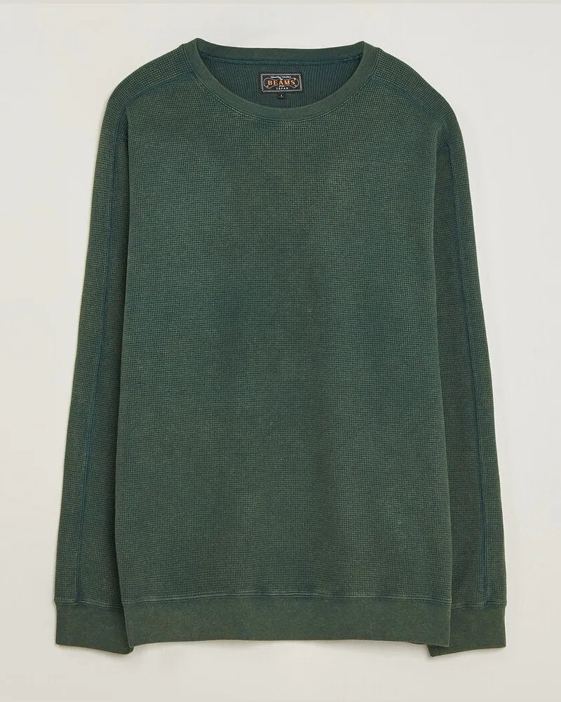 Beams Plus Fade Thermal Crew Green Grün