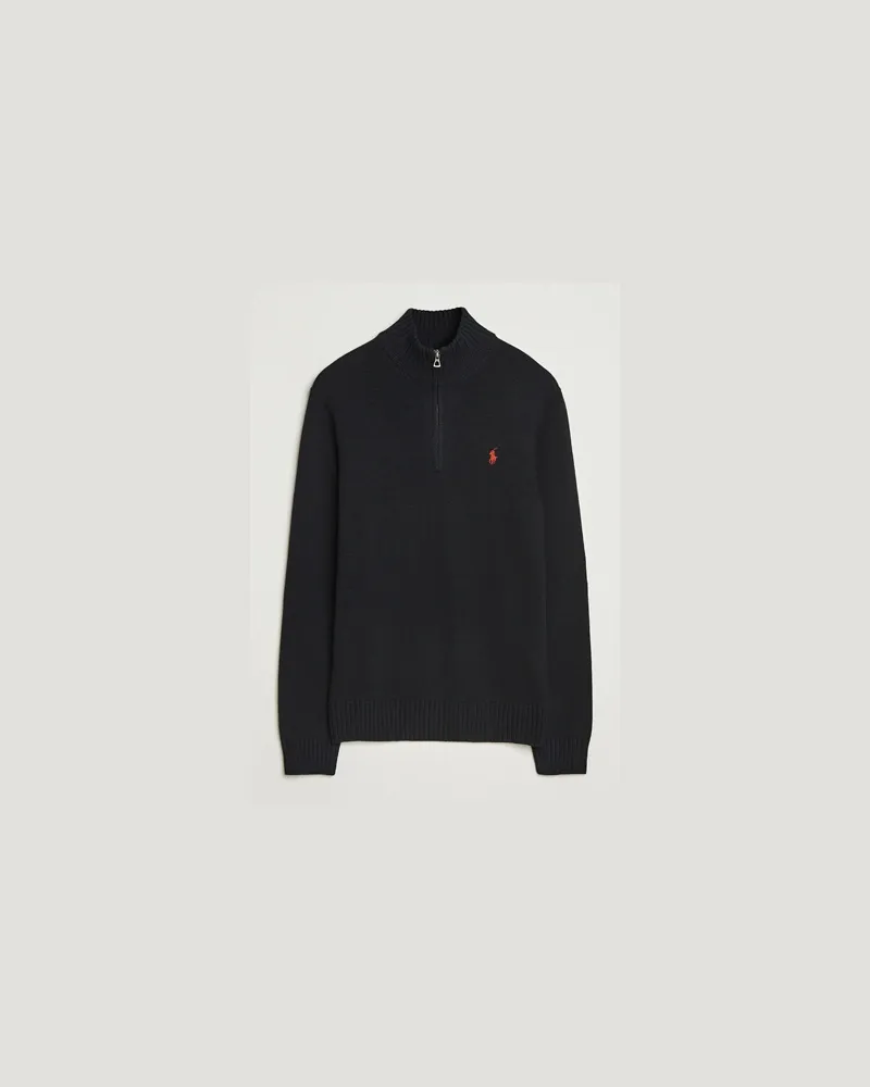 Ralph Lauren Cotton Pullover Half-Zip Polo Black Schwarz