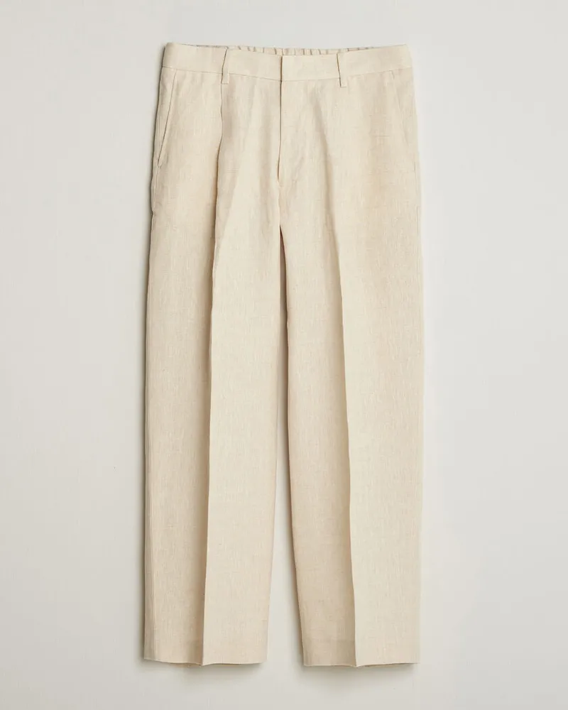 NN 07 Kay Relaxed Fit Linen Trousers Oat Beige