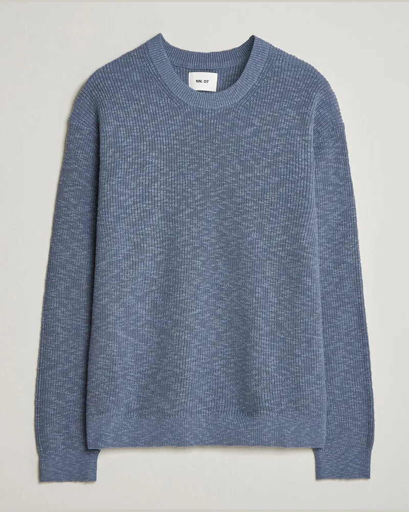 NN 07 Russell Cotton Knitted Sweater Stone Blue Blau
