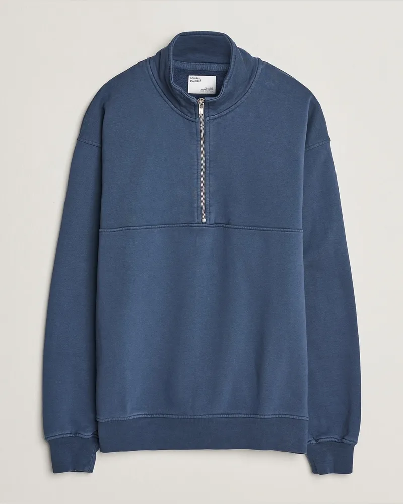 COLORFUL STANDARD Classic Organic Half-Zip Petrol Blue Blau