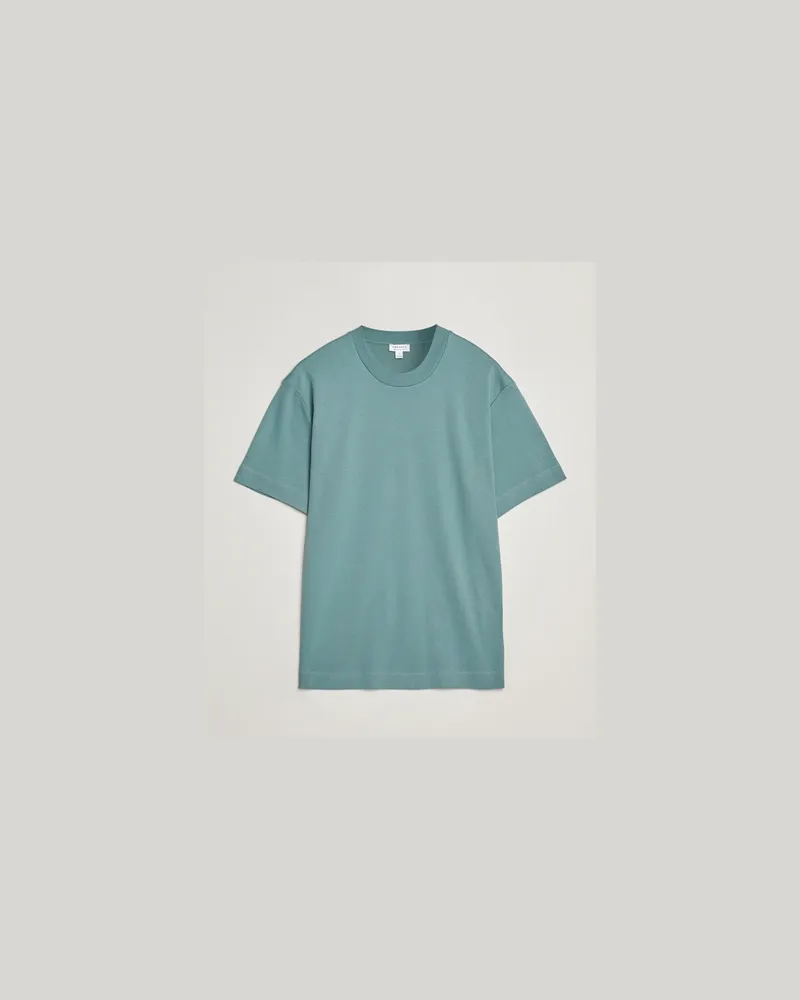 Sunspel Heavy Weight Supima Cotton T-Shirt Steel Green Grün