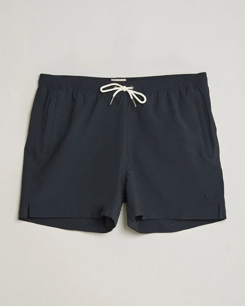 Morris Seersucker Bathing Trunks Dark Blue Blau