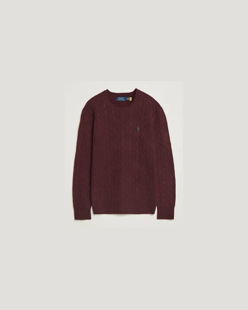 Ralph Lauren Wool/Cashmere Cable Crew Neck Aged Wine Heather Rot