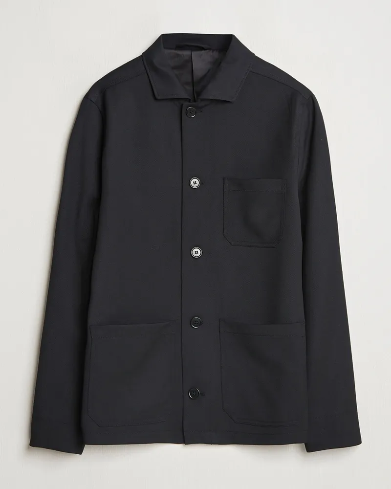 Filippa K Louis Wool Gabardine Shirt Jacket Black Schwarz