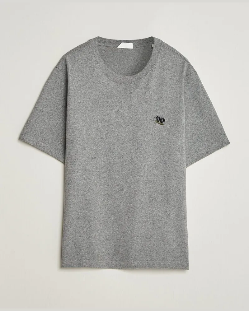 NN 07 Jett Embroidered Crew Neck T-Shirt Grey Melange Grau