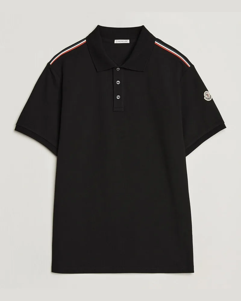 Moncler Tricolore Shoulder Polo Black Schwarz