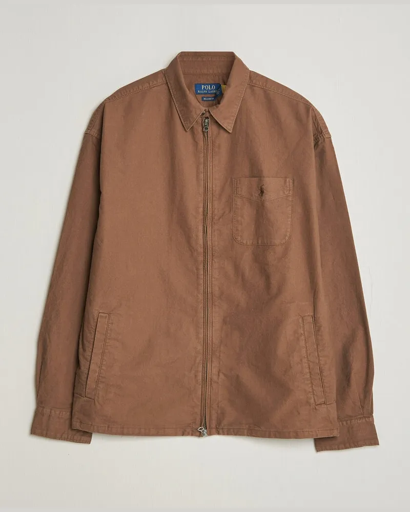 Ralph Lauren Osaca Oxford Zip Overshirt Chestnut Braun