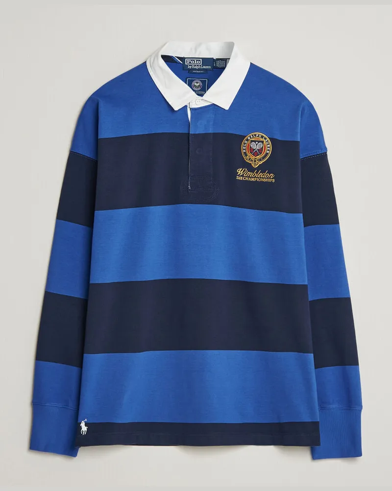 Ralph Lauren Striped Rugby Pullover Collegiate Blue Blau