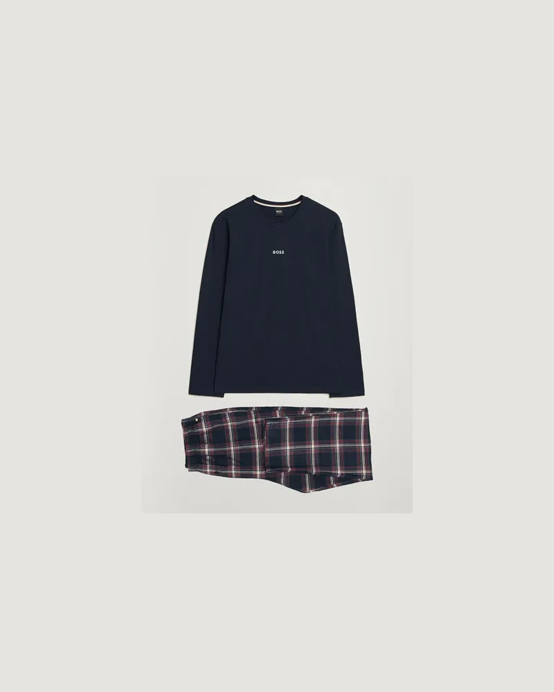 HUGO BOSS Long Sleeve Pyjama Set Open Blue Blau