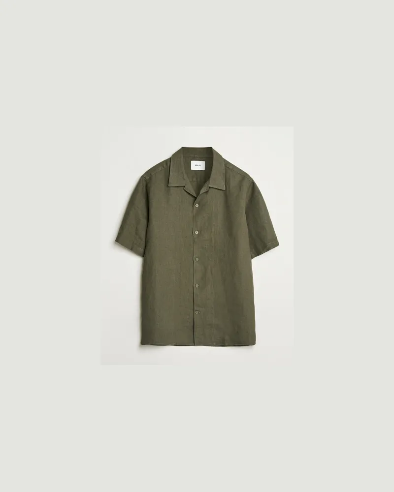NN 07 Julio Linen Resort Shirt Croc Green Grün