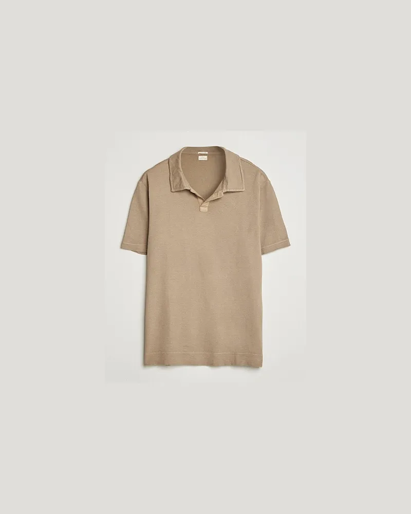 Massimo Alba Aruba Cotton/Linen Polo Camel Beige