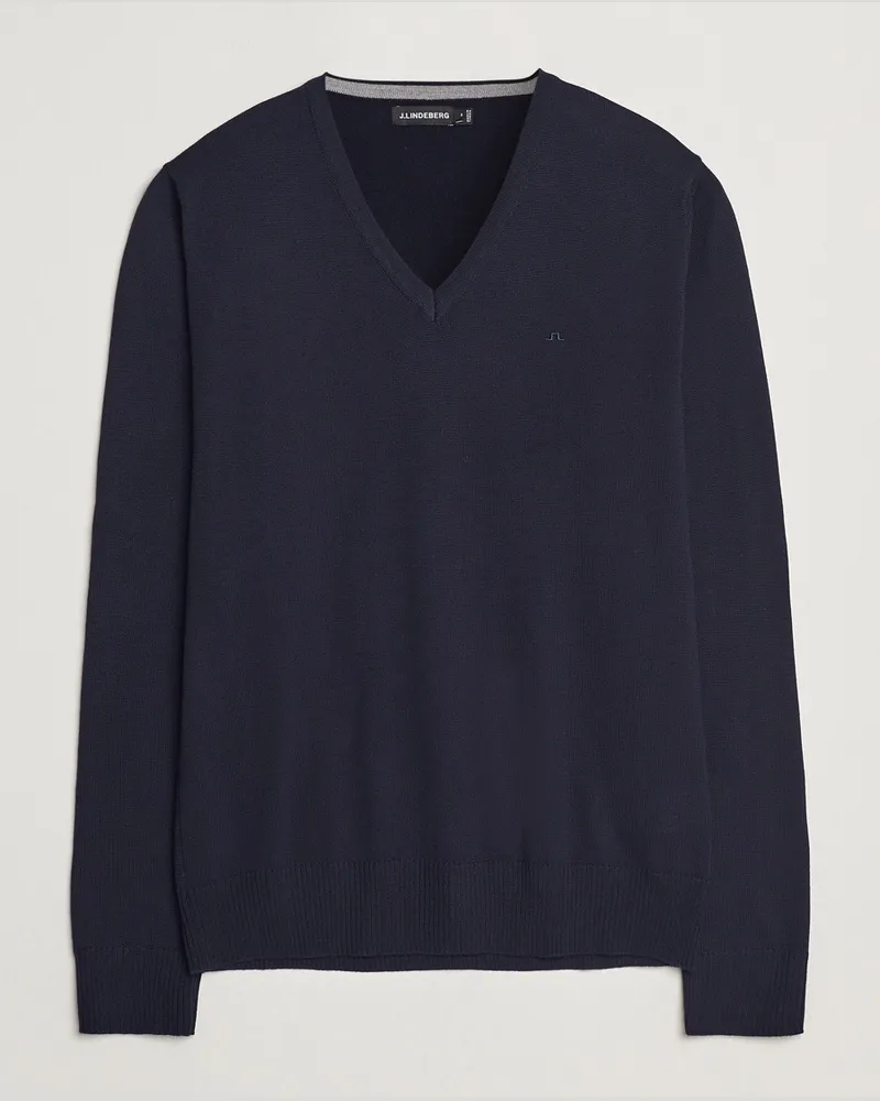 J.Lindeberg Lymann True Merino V-Neck Pullover Navy Blau