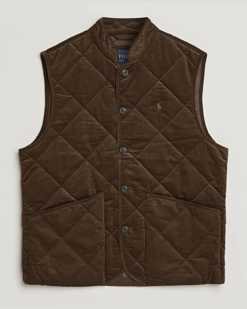 Ralph Lauren Quilted Corduroy Vest Cooper Brown Braun