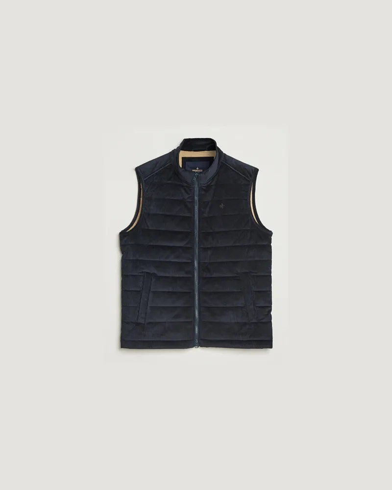 Morris Ted Quilted Cord Vest Blue Blau