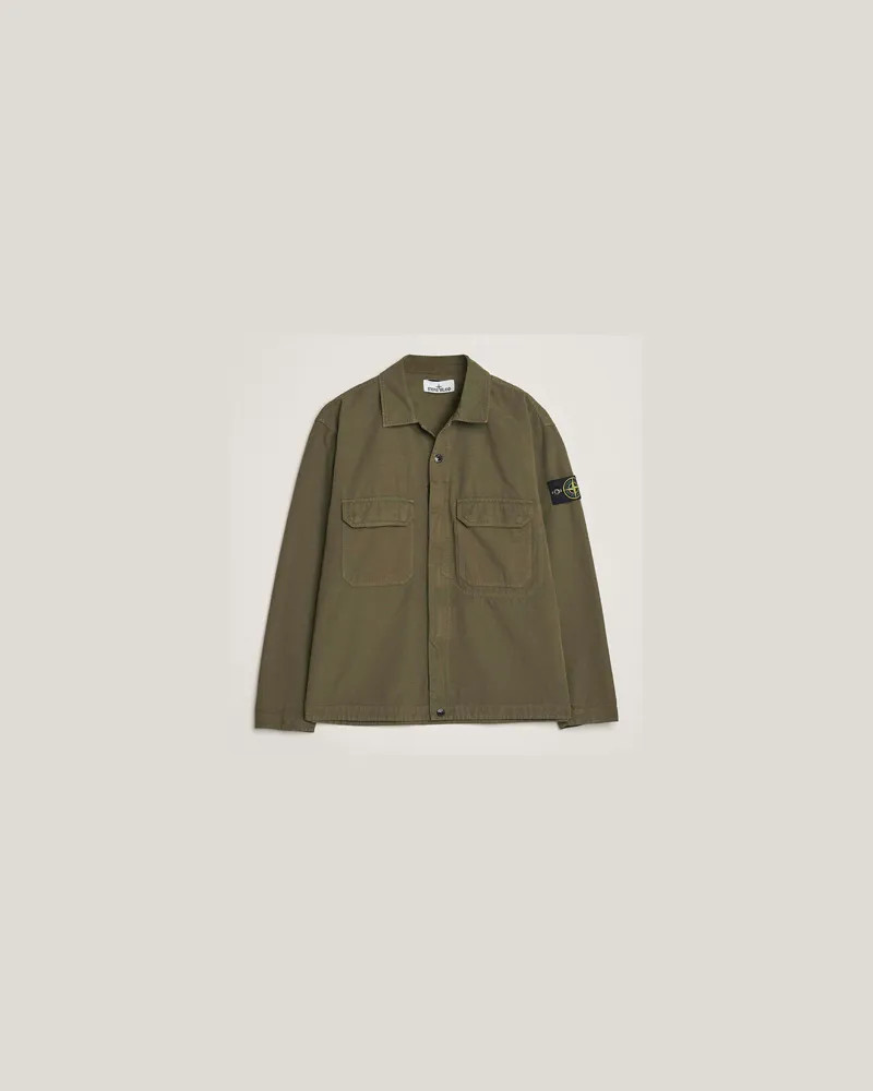 Stone Island Organic Cotton Ripstop Overshirt Military Green Grün