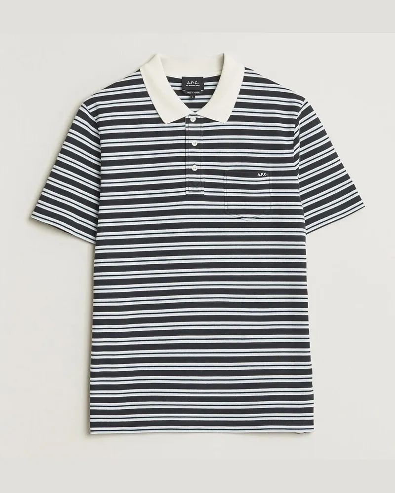 A.P.C. Oscar Striped Polo Dark Navy Blau