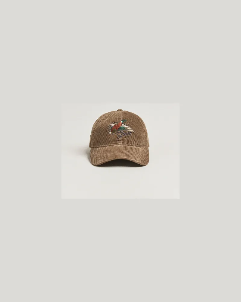 Gant Graphic Embroidered Washed Cord Cap Taupe Beige Beige
