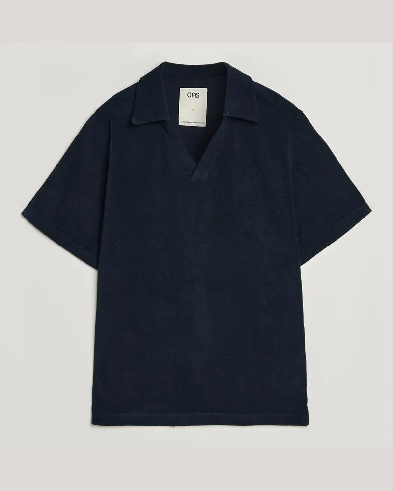 OAS Serif Regular Fit Terry Open Collar Polo Dark Blue Blau