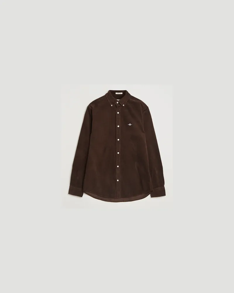 Gant Regular Fit Corduroy Shirt Rich Brown Braun