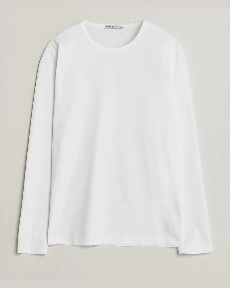 Tiger of Sweden Olaf Mercerized Cotton Long Sleeve T-Shirt Pure White Weiß