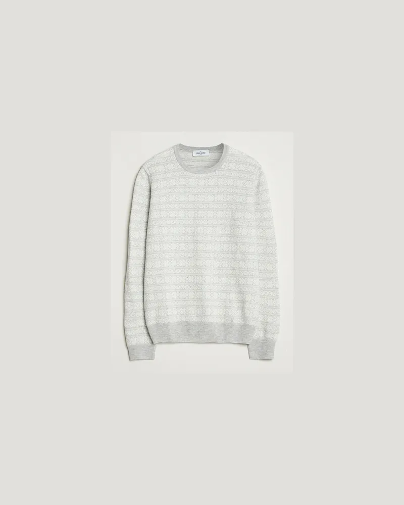 Gran Sasso Wool/Cashmere Fairisle Sweater Light Grey Melange Grau