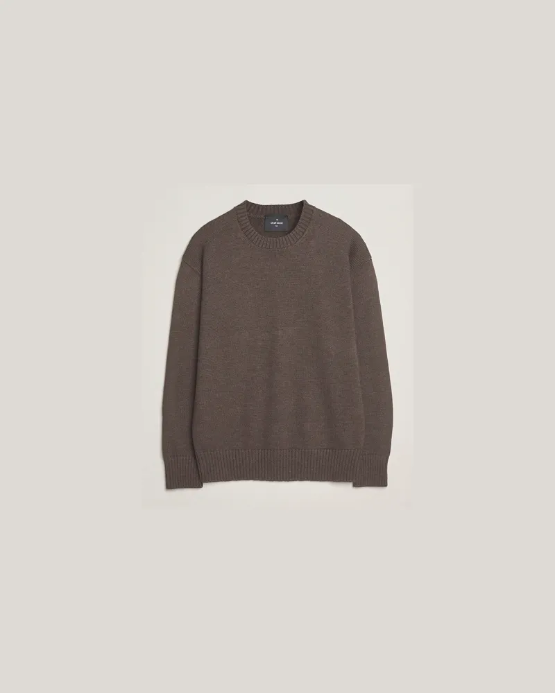Gran Sasso Heavy Knitted Merino Crew Neck Brown Melange Braun