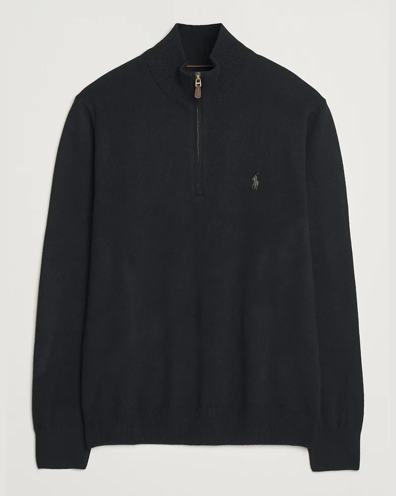 Ralph Lauren Merino Half-Zip Sweater Polo Black Schwarz