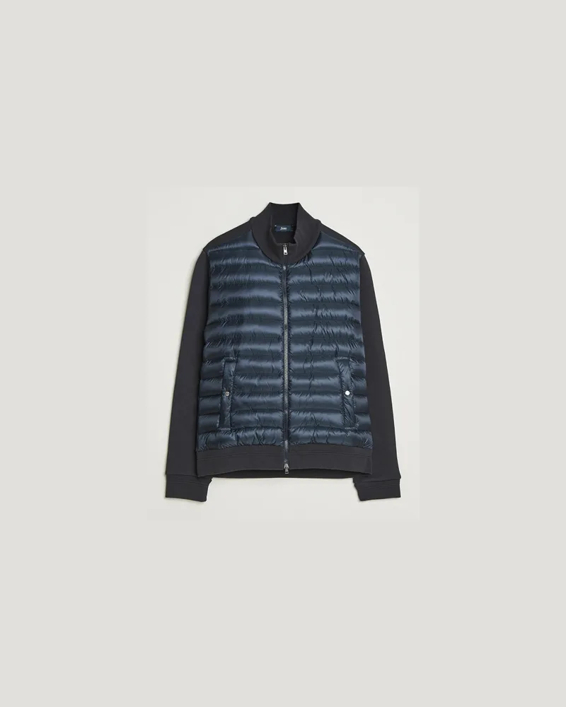 Herno Hybrid Full Zip Cardigan Navy Blau