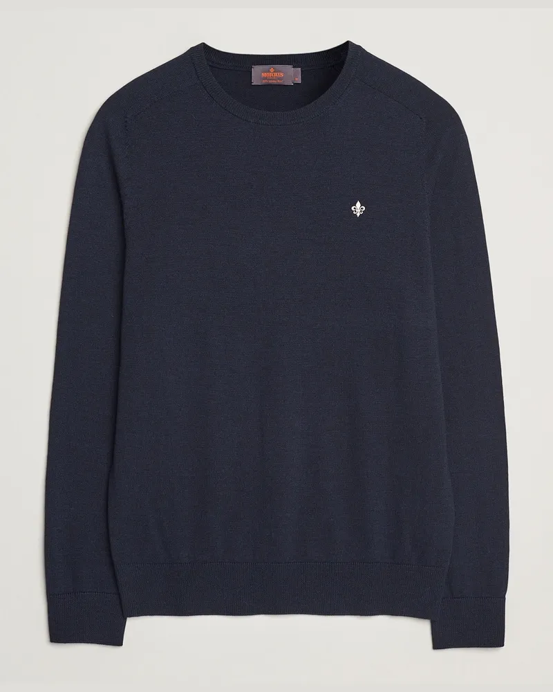 Morris Merino O-Neck Navy Blau