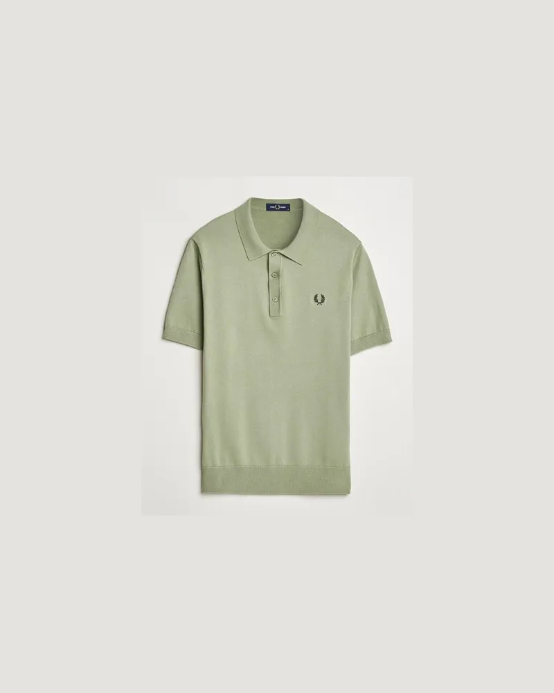 Fred Perry Cotton Knitted Polo Olive Mint Grün