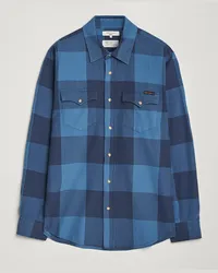 Nudie Jeans George Checked Flannel Shirt Blue Blau