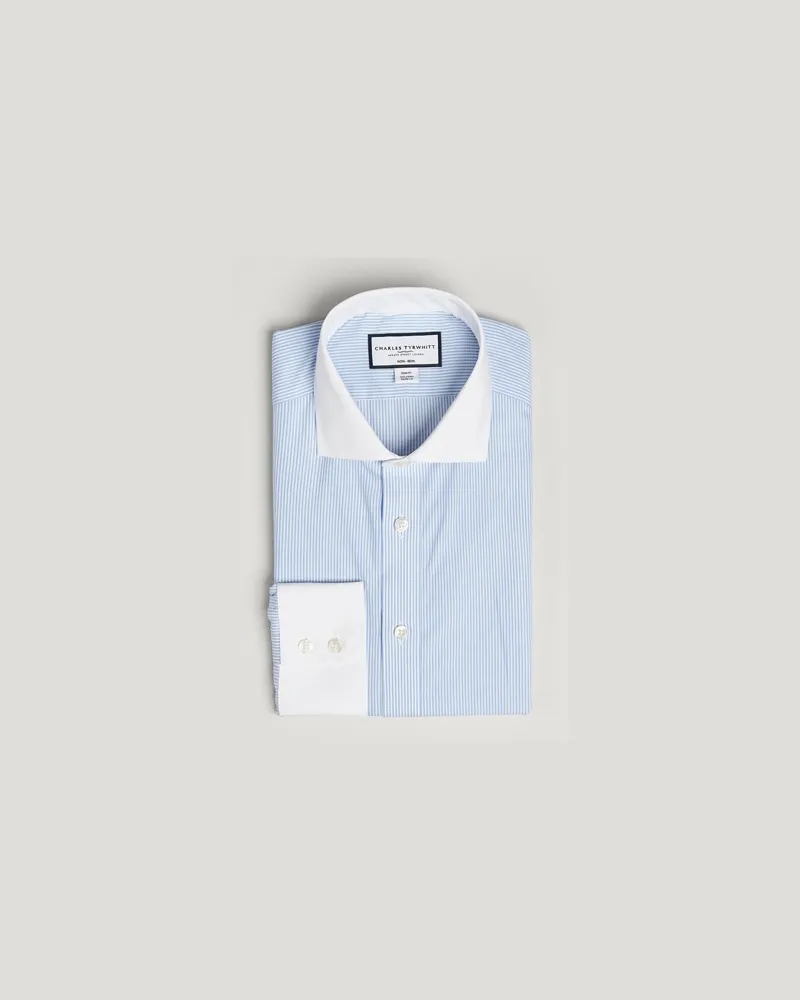 Charles Tyrwhitt Slim Fit Non Iron Bengal Stripe Winchester Shirt Sky Blau