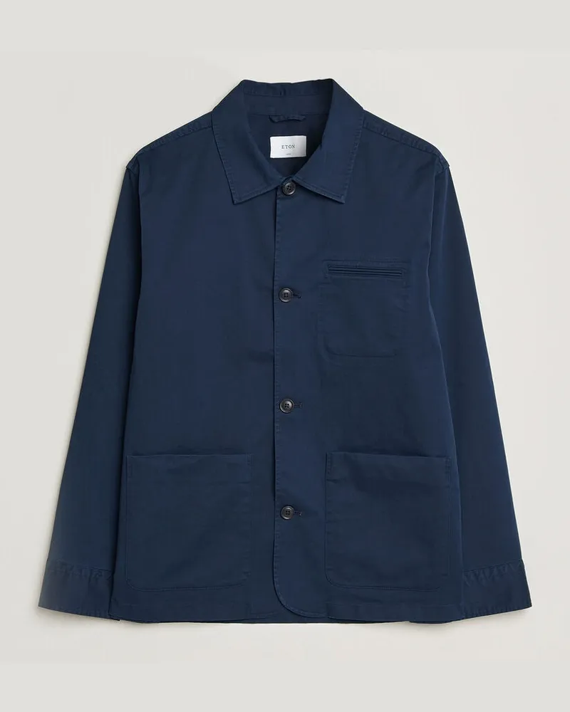 Eton Cotton Chore Jacket Navy Blue Blau