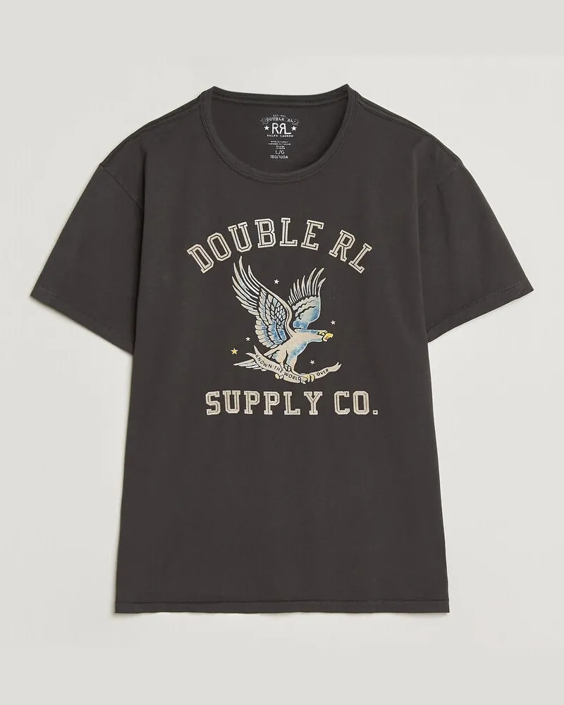RRL Eagle Print Tee Faded Black Schwarz