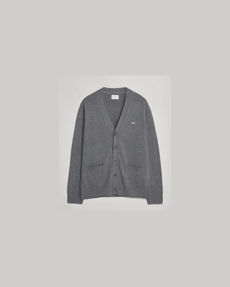 Gant Casual Cotton Cardigan Dark Grey Melange Grau